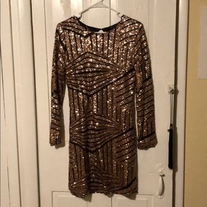 Like New Zara gold sequin holiday party dress